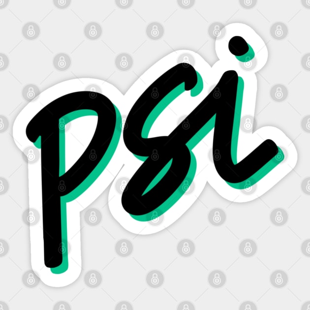 Greek Alphabet: psi (black-green) Sticker by LetsOverThinkIt